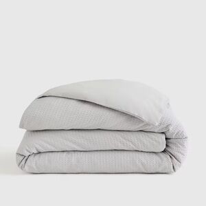 NWOT QUINCE Organic Luxe Honeycomb Duvet Cover King/Cal King Light Grey 3870